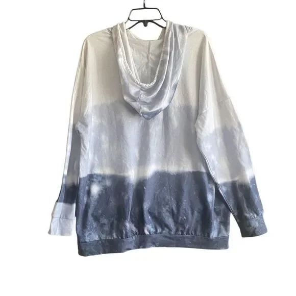 Long Sleeve Blue/White Tie Dye Hoodie. Size X-Large. - Picture 4 of 7